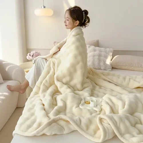Sang Trọng Mềm Lông Thú Giả Ném Chăn Mờ Sang Trọng Trải Giường Trên Giường Kẻ Sọc Ghế Sofa Chăn Và Ném Cho Phòng Khách Phòng Ngủ