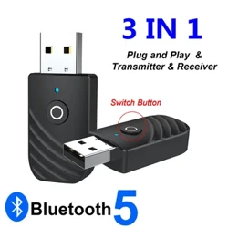 3 I 1 Trådløs Bluetooth Adapter Sender Mottaker 3,5 mm AUX USB Dongle Lydadapter For Bil Håndfri Ringe Musikkhøyttaler