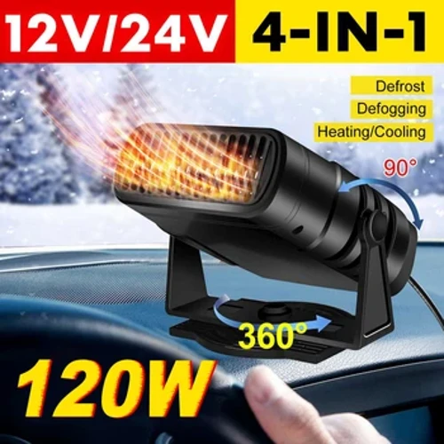 12V/24V Portable Car Heater 120w Electric Heating Fan Dryer Windshield Defogger Defroster 360 Degree Auto Rotation Heater