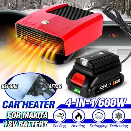 4 in 1 600 W autosoojendi elektriline jahutus, soojendusventilaator Elektriline tuuleklaasi udueemaldus udu eemaldaja jääsulataja Makita 18v aku jaoks