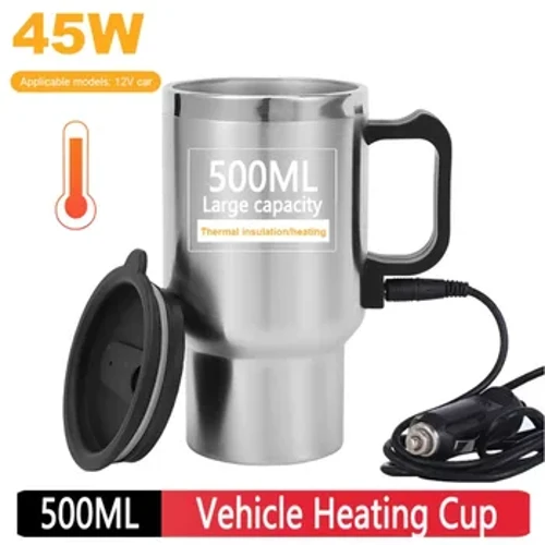 12V Vattenkokare i bilen Resebil Elektrisk vattenkokare Anti-slip Bas Termoser Bilvärmekopp Kaffe Mjölk Termisk Mugg 500ML