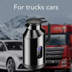 1500ML araba sıcak su ısıtıcısı taşınabilir SU ISITICI otomatik 12V 24V çay kahve için paslanmaz çelik ekran çakmak fişi ile