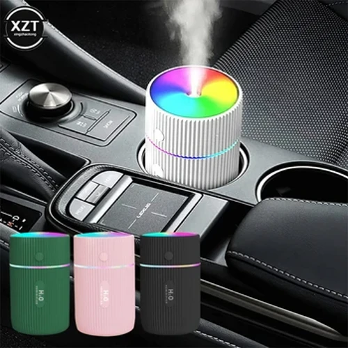 Mini Car Air Humidifier เครื่องฟอกอากาศแบบพกพาพร้อม LED Night Light 2 โหมด USB Power Oil Diffuser สำหรับอุปกรณ์ตกแต่งภายในรถยนต์