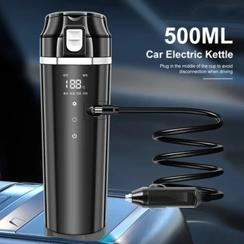 500ml bærbar bil elektrisk vannkoker 12V/24V Intelligent temperaturkontroll Varme termosflaske 4 moduser bil termoskopp