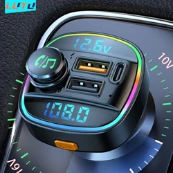 Bluetooth 5.0 FM raidītāja brīvroku automašīnas radio modulators MP3 atskaņotājs ar 22,5 W USB īpaši ātrās uzlādes adapteri automašīnai