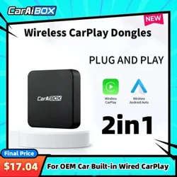 CarAIBOX 2in1 juhtmevaba CarPlay Dongle juhtmevaba Androidi autokarp autoraadio jaoks koos juhtmega CarPlayga
