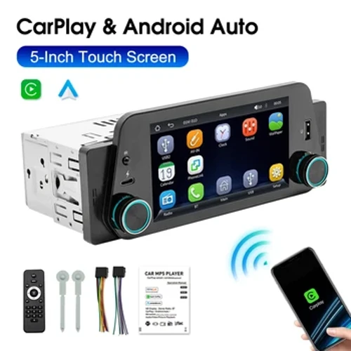 Lecteur multimédia de voiture sans fil CarPlay Android autoradio 5 pouces écran tactile Bluetooth appel mains libres USB Mirrorlink système Audio