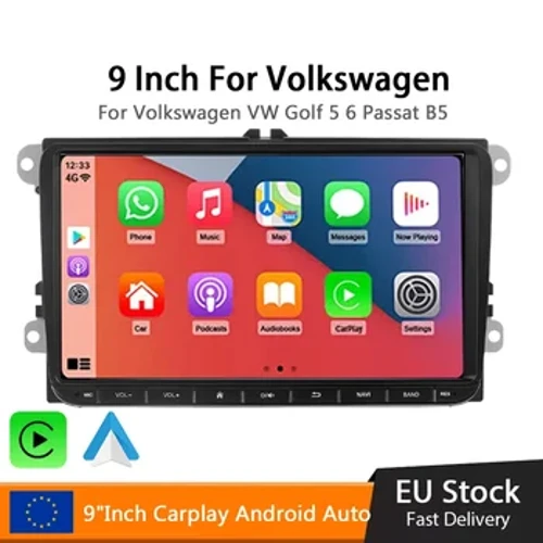 Radio 9" Android 12 pentru VW Passat 6 7 CC Polo GOLF 5 6 Touran T5 Navigație GPS WiFi BT WiFi Ecran divizat Unitate principală Radio FM
