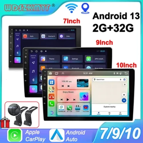 7 "/9"/10 "Android 13 Radio de coche Androidauto Carplay 2 Din GPS Audio de coche reproductor Multimedia automotriz sistemas inteligentes de coche