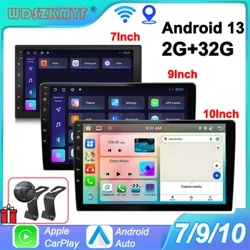 7"/9"/10" Android 13 Car Redio Androidauto Carplay 2 Din GPS Car Audio Automotive Multimedia Player mifumo ya akili ya gari