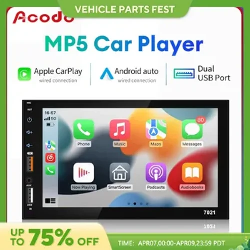 Acodo Dual USB 7 inch Carplay Android Auto Ecran capacitiv Full Touch HD Car MP5 Player USB Bluetooth TF Card Ecran tactil