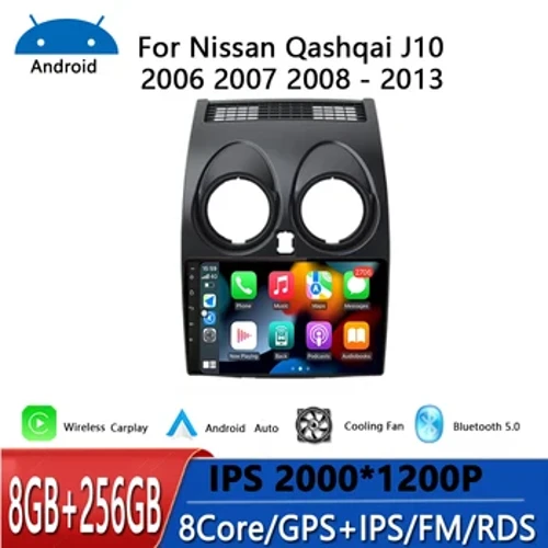 Car Android dla Nissana Qashqai 1 J10 2006 - 2013 Auto Radio Multimedia Navigation BT GPS 4G CARPLAY STEREO WIFI