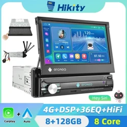 Hikity 7" výsuvný displej Autorádio Android 1 Din Carplay Multimediálny prehrávač videa Univerzálny audio do auta Bez DVD