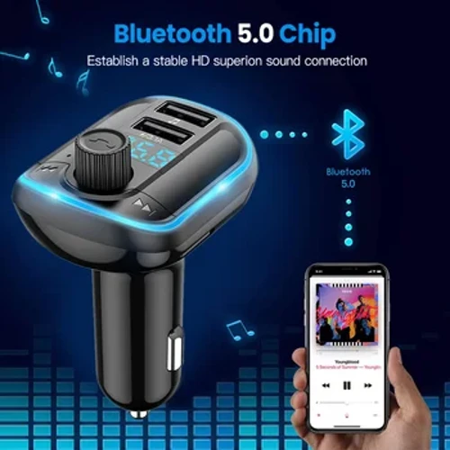 Bluetooth 5.0 FM vysielač Handsfree Autorádio Modulátor MP3 prehrávač s 22,5 W USB super rýchlym nabíjacím adaptérom do auta