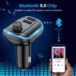 Bluetooth 5.0 FM vysílač Handsfree Car Radio Modulator MP3 přehrávač s 22,5W USB Super Quick Charge adaptér pro auto
