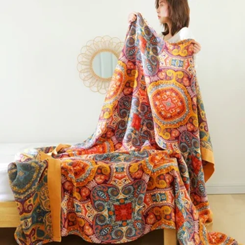 100% bomull Nordic pledd til senger gasbind soverom Fritid Sengeteppe boho dekor sofa håndkle mykt teppe laken dobbelt tynt