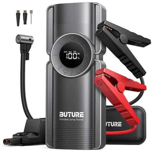 Buture 4 In 1 Jump Starter 150PSI Pump Air Compressor 20000mAh Power Bank 2500A Starting Device 15V Digital Tire Inflator