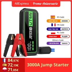 UTRAI 3000A Auto Jump Starter Portable Power Bank Auto Booster Fir 10L Gas / 8L Diesel Auto Sécherheet Hammer Noutfall Startgerät