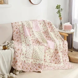 Cuvertură de pat din bumbac mozaic 1BUC Cuvertură de pat CHAUSUB Cuvertură de vară Twin 150*200cm Husă de canapea Pătură matlasată florală