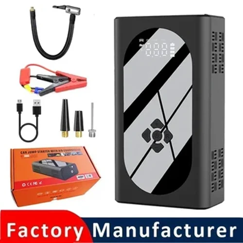 3000A štartér do auta 4v1 Bezdrôtová pumpa na hustenie pneumatík do auta Vzduchový kompresor Power Bank Spustenie pitnej batérie Rýchle nabíjanie