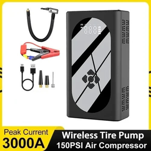 3000A Xe Nhảy Khởi Động 4 Trong 1 Không Dây Máy Bơm Hơi Lốp Xe Bơm Không Khí Power Bank Uống Được Pin Bắt Đầu Sạc Nhanh