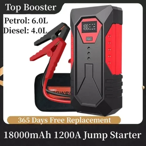 18000MAh Car Jump Starter Di Động Power Bank Xe Pin Tăng Áp Thiết Bị Khởi Động Xe Ô Tô 12V Cho Xăng Diesel 6.0L/4.0L