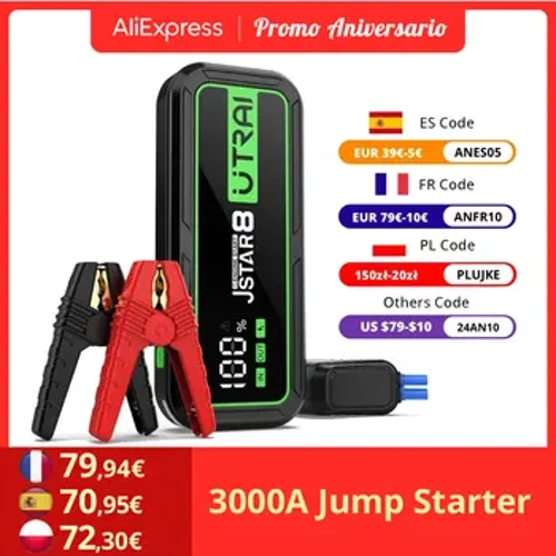 UTRAI 3000A Xe Jump Starter 12V Pin Khởi Động Di Động Ngân Hàng Điện Tự Động Khẩn Cấp Tăng Áp Bắt Đầu Thiết Bị Xe Khởi Động
