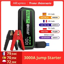 UTRAI 3000A Car Jump Starter 12V Automobilio Akumuliatoriaus Starteris Nešiojamas Power Bank Automatinis avarinis stiprintuvas paleidimo įrenginys Automobilio starteris