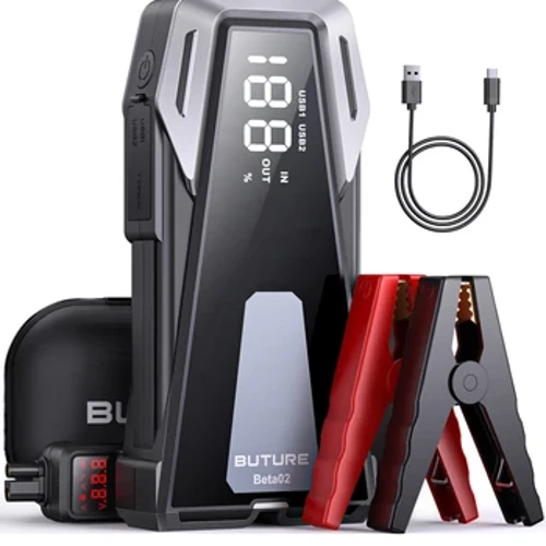 BUTURE Jump Starter 2500A Bilbatterioplader Bilstarter Bærbar Power Bank Stort display Kraftig Car Booster