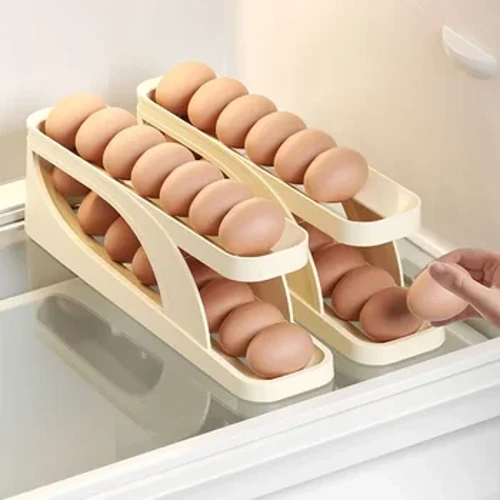Automatesch Scrolling Ee Rack Holder Späicherkëscht Ee Kuerf Container Organisator Rolldown Frigo Ee Spender Fir Kichen