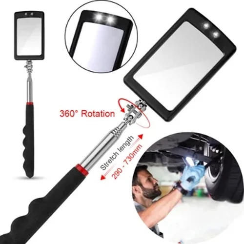 Cermin Inspeksi karo Lampu Led 360 ° Lensa Deteksi Teleskopik Persegi Retractable Sasis Mesin Mobil Alat Perbaikan Mekanik