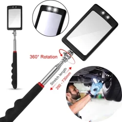 Inspektiounsspigel mat Led Beliichtung 360 ° Teleskopesch Detektioun Lens Square Retractable Auto Motor Chassis Mechanic Repair Tool