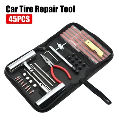 Kit de reparare a anvelopelor Set dopuri de perforare Repararea anvelopelor pentru biciclete Auto Instrumente de schimbare a anvelopelor Auto Motociclete Accesorii auto Set de 45 bucăți