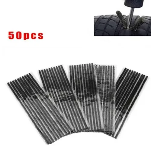 50Pcs Kaʻa Tubeless Tire Repair Strip Tire Puncture Seal Stiring Glue Plug Motorcycle Bike Tire Repair Tools Kit