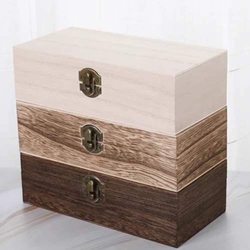 1 hộp đựng trang sức bằng gỗ màu trơn, hộp đựng đồ để bàn