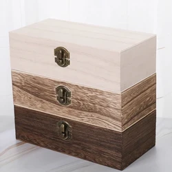 1 pc Kotak Perhiasan Warna Solid Kayu, Kotak Penyimpanan Desktop
