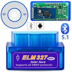 Mini Eml327 V2.1 OBD 2 Bluetooth Auto Diagnostic-Alati za Android Podrška koda skenera Alat za pametno skeniranje ODB2 Alat za skener
