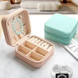 Mini smykkeopbevaringsboks Bærbar Hjemrejseøreringe Halskæde Opbevaringsetui Dame Ring Organizer PU Læder Display Case