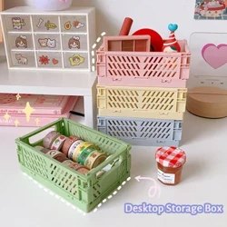 5 Farve Organisering Opbevaringskurve Etui Sammenfoldelig Elev Desktop Kurv Tape Papirmateriale Plast Foldbar Beholder Opbevaringsboks