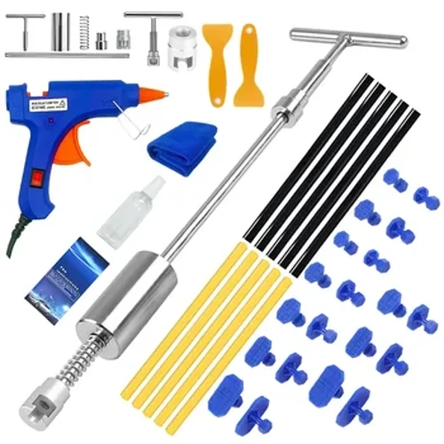 Auto Kierper Dent Puller Reparatur Tools Lacklos Dent Sheet Metal T Puller + Saugbecher Kit fir Utomotiv Workshop Hagel Pit Mechanic