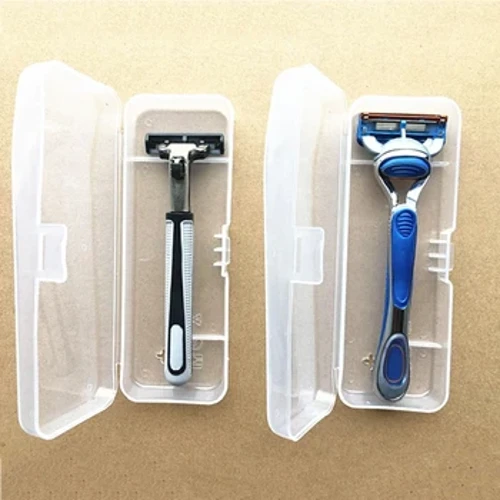 Custodia per rasoio da uomo portatile da viaggio Custodia per contenitore per macchina da barba Scatola per rasoio Scatola di immagazzinaggio per lame di rasoio in plastica trasparente