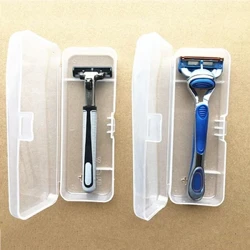 Custodia per rasoio da uomo portatile da viaggio Custodia per contenitore per macchina da barba Scatola per rasoio Scatola di immagazzinaggio per lame di rasoio in plastica trasparente