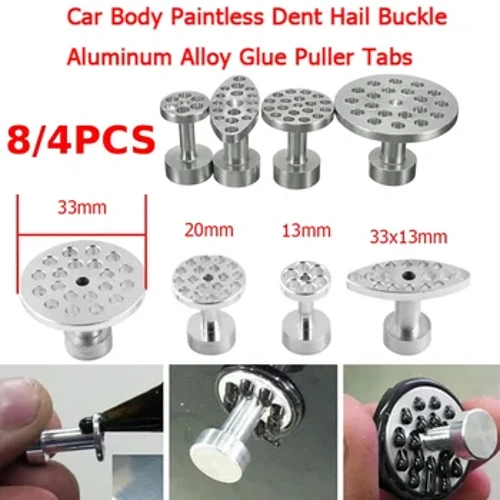8/4PCS Kino Kaʻa Peʻa ʻole Dent Hail Buckle Glue Puller Tabs Wehe Kaʻa Hoʻoponopono Hana Aluminum Alloy Pena Dent Mea Hana Hoʻoponopono