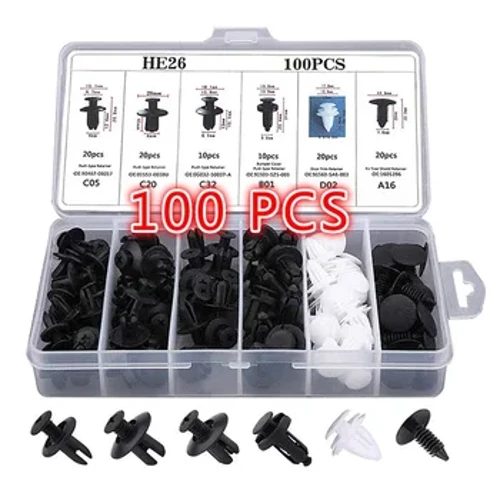 100PCS Misto Auto Clip di Fissaggio Car Body Push Fermo Spille Rivetto Paraurti Door Trim Pannello Fermo Kit di Fissaggio Strumenti Universali