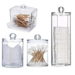 Acryl-Aufbewahrungsbox Make-up Wattestäbchenbehälter Runder Plastikbehälter Organizer Kosmetikpad Schmuck-Aufbewahrungsbox Aufbewahrungsbehälter
