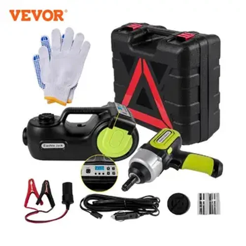 I-VEVOR 5 Ton 12V Electric Car Jack Kit + Impact Wrench LED Light Portable Hydraulic Jack 13.5-36 CM Ithuluzi Lokuphakamisela Imoto Ithayi