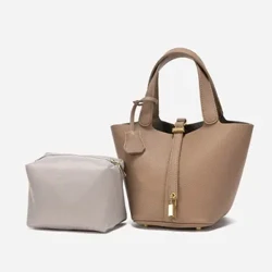 Maraming gamit na Handbag ng Babae Simpleng Bucket Bag Ina-anak Mga Summer Bag Soft Pu Material Pang-araw-araw na Tugma High-end Sensation Medium