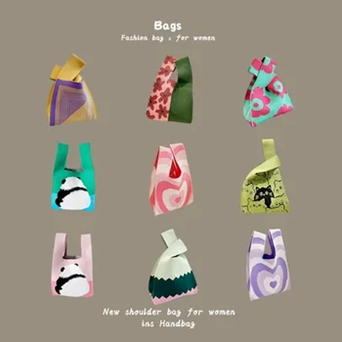 Uusi Instagram Mesh Red Fashion Käsilaukku Naisten Neulottu Villa Bucket Bag Käsissä Kannettava Rento Kangaskassi