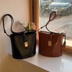 Spot segunda coreia joy bag 2023 novo cha jingyuan xu xiayan bolsa balde de couro de ombro único bolsa transversal diagonal