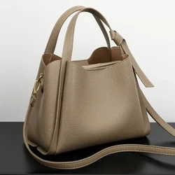 Retro Mode Einfach Nei Textur Grouss Kapazitéit Schëllerbeutel Damen Handtasche Portable Messenger Bucket Bag